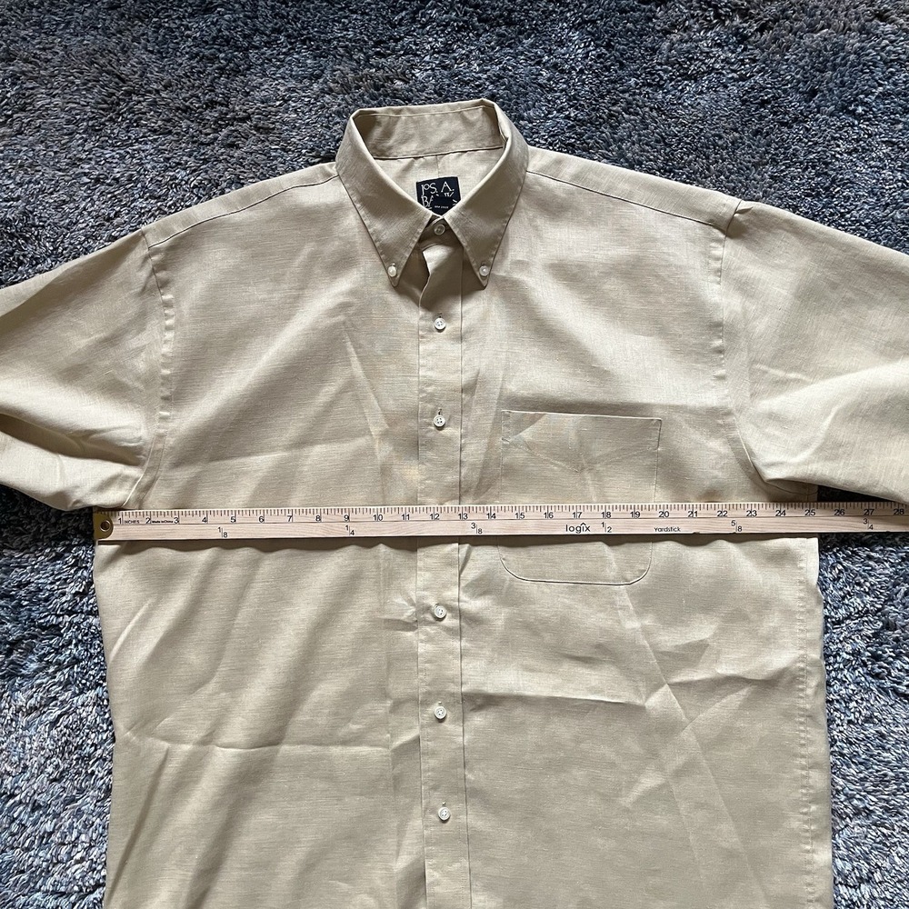 Jos A Bank 100% Linen Travelers Short Sleeve Button Shirt Men's Large - Beige - Picture 3 of 6